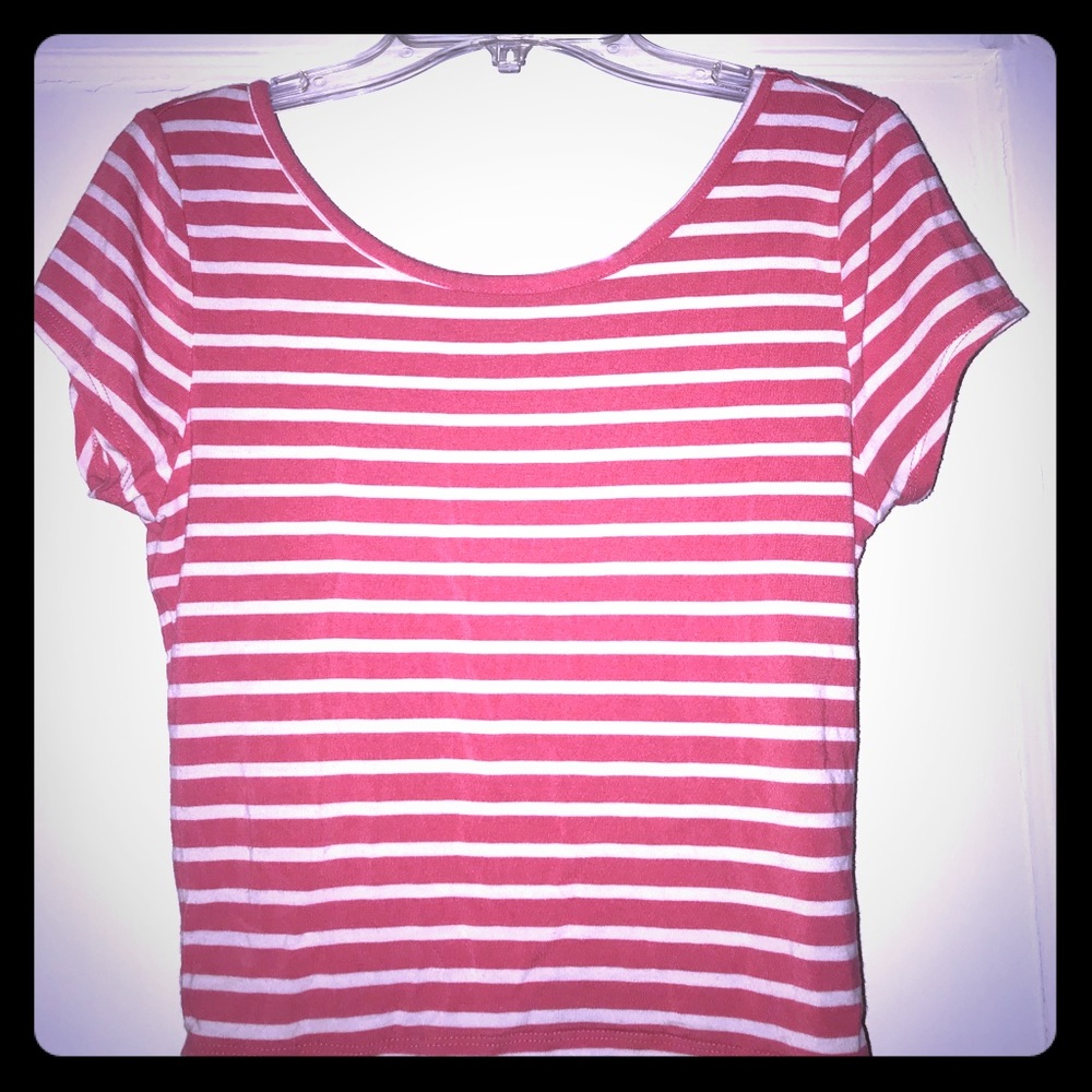 Guess red/white striped croptop
